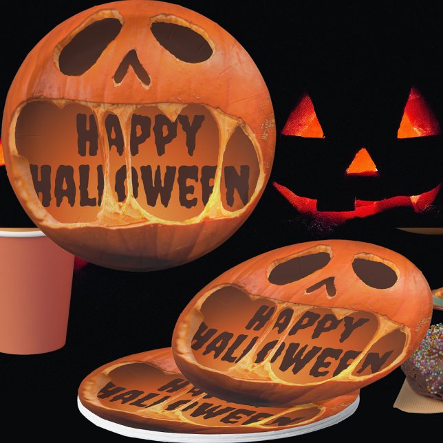 3d-Jack o'lantern kürbis Halloween Papierplatte Pappteller (Von Creator hochgeladen)