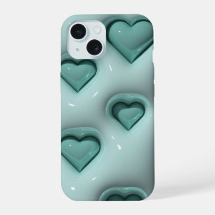 3D Jelly Pastel Aquamarin Heart Aesthetic Phone Ca iPhone 15 Hülle