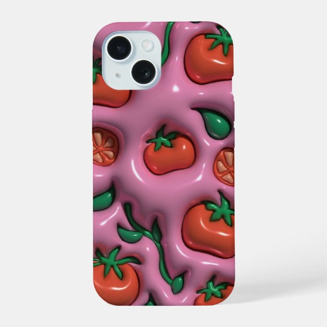 3D Jelly Pink Tomato Phone Case iPhone 15 Hülle (Rückseite)