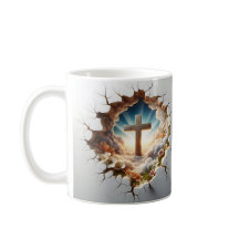 3D Jesus und Kreuzloch Mauer gebrochen