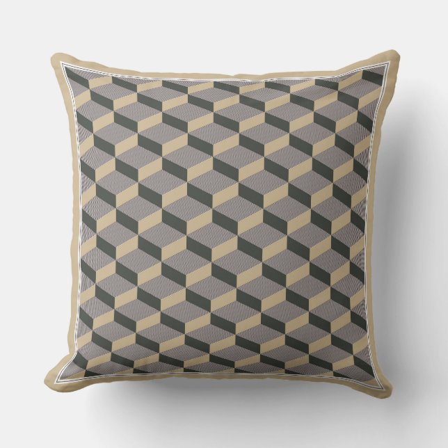3D-Kacheln Beige-Design-Wurfkissen Kissen (Vorderseite)