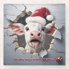 3D Kalb Weihnachten Glasuntersetzer