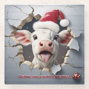 3D Kalb Weihnachten Glasuntersetzer