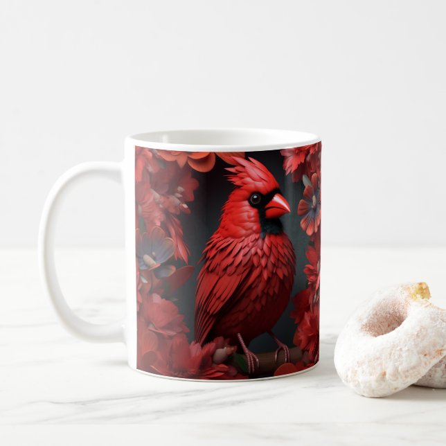 3D-Kardinal Roter Bird Kaffeetasse (Mit Donut)