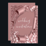 3D-Kart-Effekt Hochzeiten Rose Blush Royals Einladung<br><div class="desc">Elegantes modernes Glasfenster laden zum FlorenceK-Design ein</div>