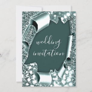 3D-Kart-Effekt Hochzeitsrahmen Aquamarin blau Einladung