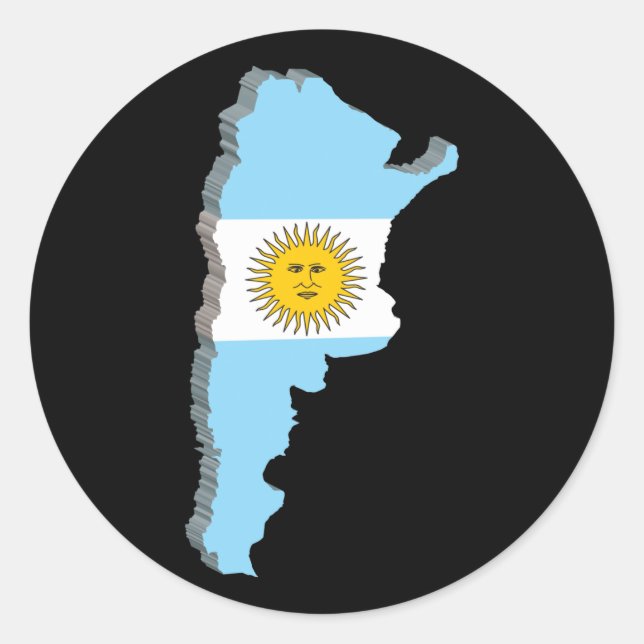 3D-Karte Argentiniens Runder Aufkleber (Vorderseite)