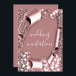 3D-Karteneffekt Hochzeit Rose Blush Royal Einladung<br><div class="desc">Elegantes modernes Glasfenster laden zum FlorenceK-Design ein</div>