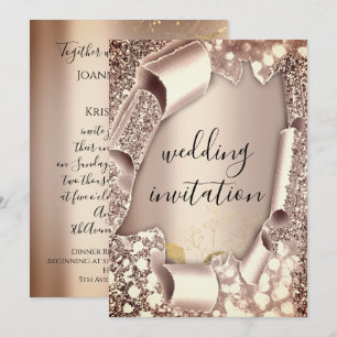 3D-Karteneffekt Hochzeitsfotografie Rahmen Florals Einladung