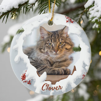 3D Katzen-Weihnachten Personalisiertes Foto Hausti Keramik Ornament