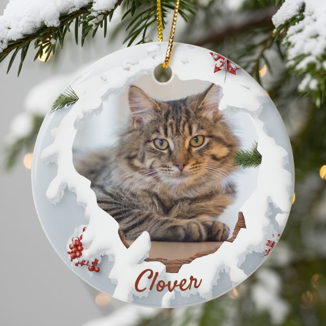 3D Katzen-Weihnachten Personalisiertes Foto Hausti Keramik Ornament (Von Creator hochgeladen)