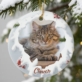 3D Katzen-Weihnachtsgeschenk mit personalisiertem Keramik Ornament