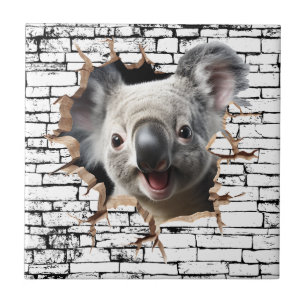 3D Koala-Wandbruch-Kunst – Realistischer Safari-St Fliese