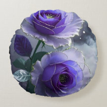 3D königsblaue Rosen-Illusion Luxusrundkissen