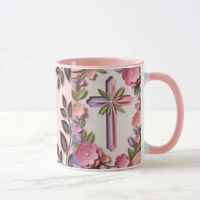 3D-Kreuzdesign-Tasse mit Papierschnitt - AI-Generi Tasse (Rechts)