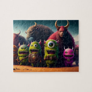 3D-Kunst Fantasy Süße Lustige Grüne Monster Puzzle
