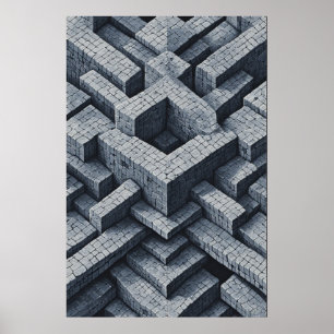 3D-Labyrinth: Geometrische Würfel in Perspektive Poster