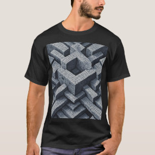 3D-Labyrinth: Geometrische Würfel in Perspektive T-Shirt