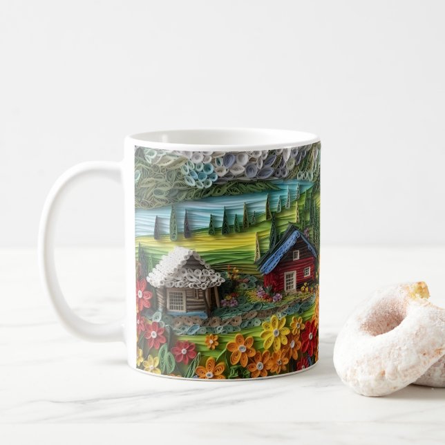 3D-Landhaus Kaffeetasse (Mit Donut)