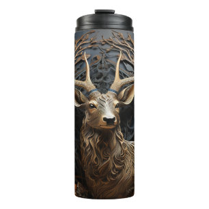 3d Large Antler Buck Deer Rustic Thermosbecher