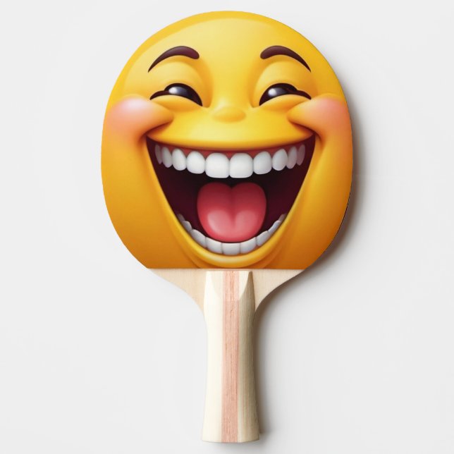 3D Laughing Yellow Emoji Ping Pong Paddle Tischtennis Schläger (Vorderseite)