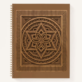 3D Layered Geometric Mandala Wood Carved Journal Notizbuch