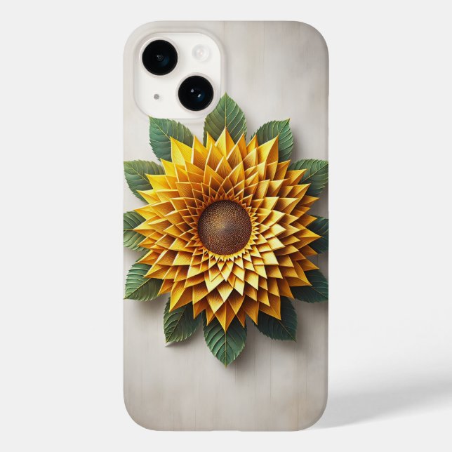 3D Layered Sunflower Phone Case Yellow Paper-Craft (Rückseite)