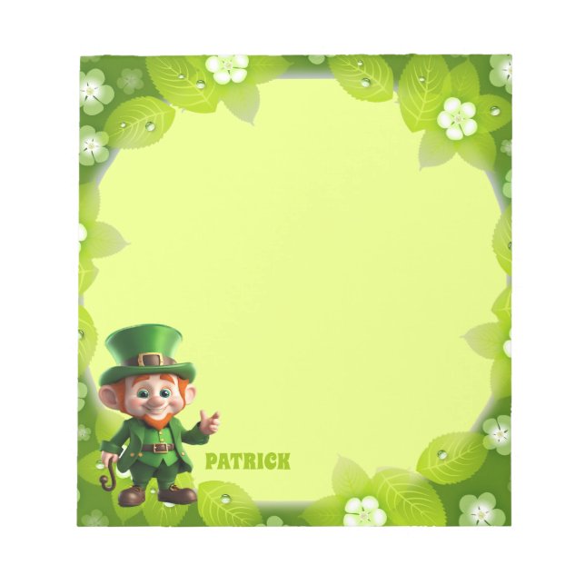 3D Leprechaun St. Patrick's Day personalisiert für Notizblock (Vorderseite)