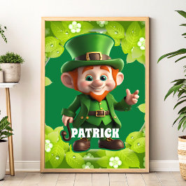 3D Leprechaun St. Patrick's Day Personalisiert Kid Poster