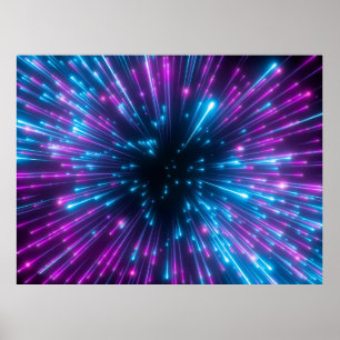 3d, lila Feuerwerk, Urknall, Galaxie, abstrakt c Poster