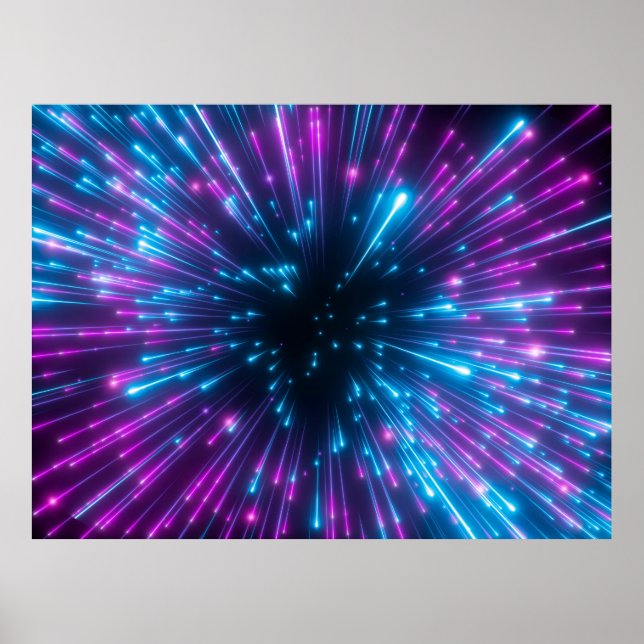 3d, lila Feuerwerk, Urknall, Galaxie, abstrakt c Poster (Vorne)