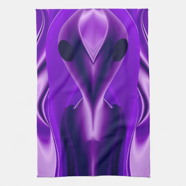 3D Lila Regenbogenträume , Alien Geschirrtuch (Vertikal)