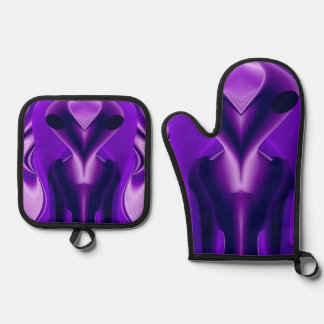 3D Lila Regenbogenträume , Alien Ofenhandschuh & Topflappen-Set