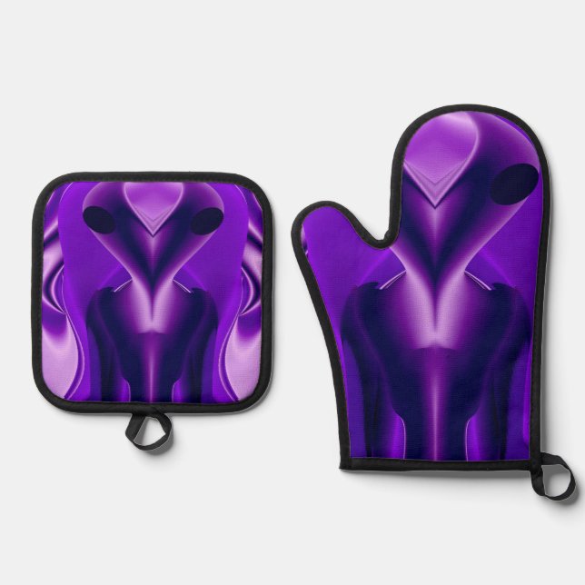 3D Lila Regenbogenträume , Alien Ofenhandschuh & Topflappen-Set (Vorderseite)