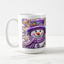 3D lila Weihnachts-Schneemann