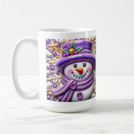 3D lila Weihnachts-Schneemann Kaffeetasse