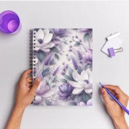 3D Lila Wisteria Floral Pattern Spiral Notebook Notizbuch
