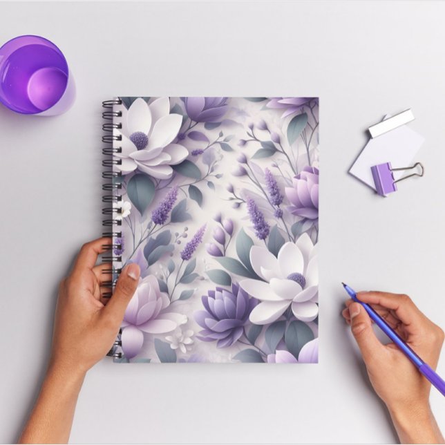 3D Lila Wisteria Floral Pattern Spiral Notebook Notizbuch (Von Creator hochgeladen)