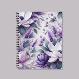 3D Lila Wisteria Floral Pattern Spiral Notebook Notizbuch