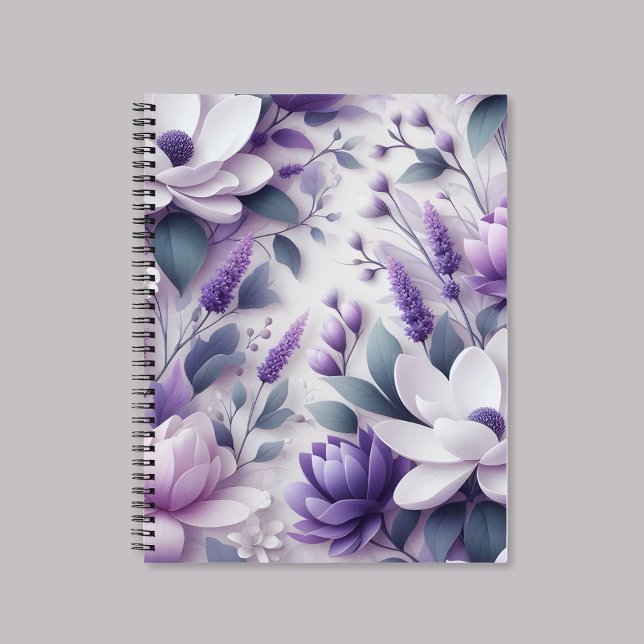 3D Lila Wisteria Floral Pattern Spiral Notebook Notizbuch (Von Creator hochgeladen)