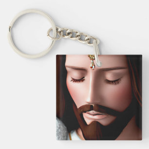 3D Look AI König des Universums Jesus Schlüsselanhänger