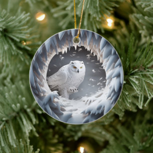 3D-Look Schneekugel Bird Land Weihnachtsfeiertag Keramik Ornament