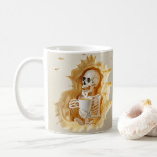 3D-Look Skelett mit Kaffee gedruckt Kaffeetasse