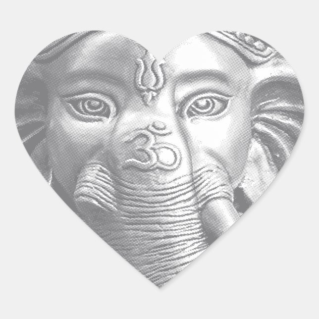 3d Lord Ganesha - Om Herz-Aufkleber (Vorderseite)