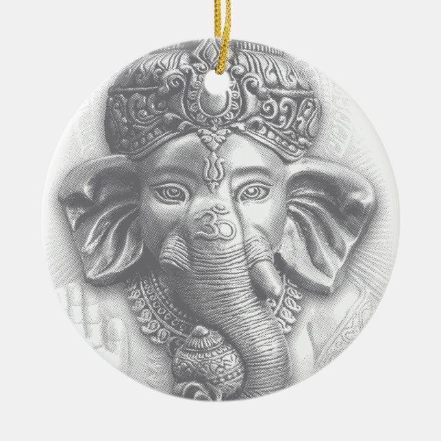 3d Lord Ganesha - Om Keramik Ornament (Vorne)