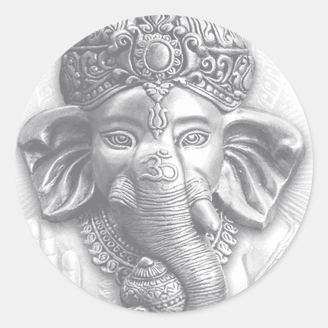 3d Lord Ganesha - Om Runder Aufkleber (Vorderseite)