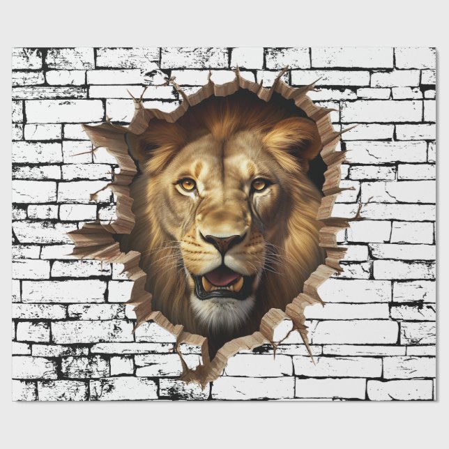 3D Löwe Wall Break - The Restaurant Geschenkpapier (Flach)