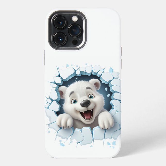 3D Lustiger Bär bricht das Eis iPhone Hülle (Rückseite)