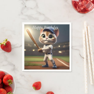 3D Lustiger Baseball-Katze, Serviette