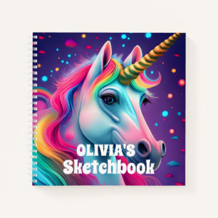 3D Magical Unicorn Personalisiert Kids Sketchbook Notizbuch